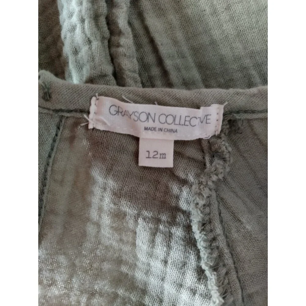 Grayson Collective 100% Cotton Green Baby Romper, 12 Months. NWT